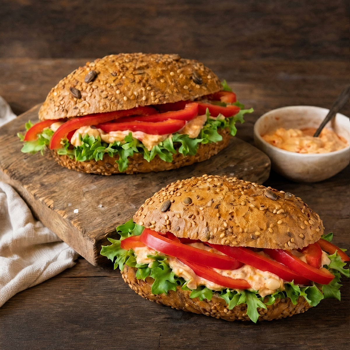 Strongman-Brötchen mit Paprika-Frischkäse